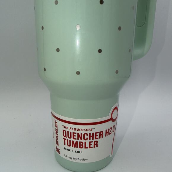 LIMITED Stanley Target 40 oz Quencher Flowstate Peppermint Polka Dot 2025 Mint - Picture 3 of 4